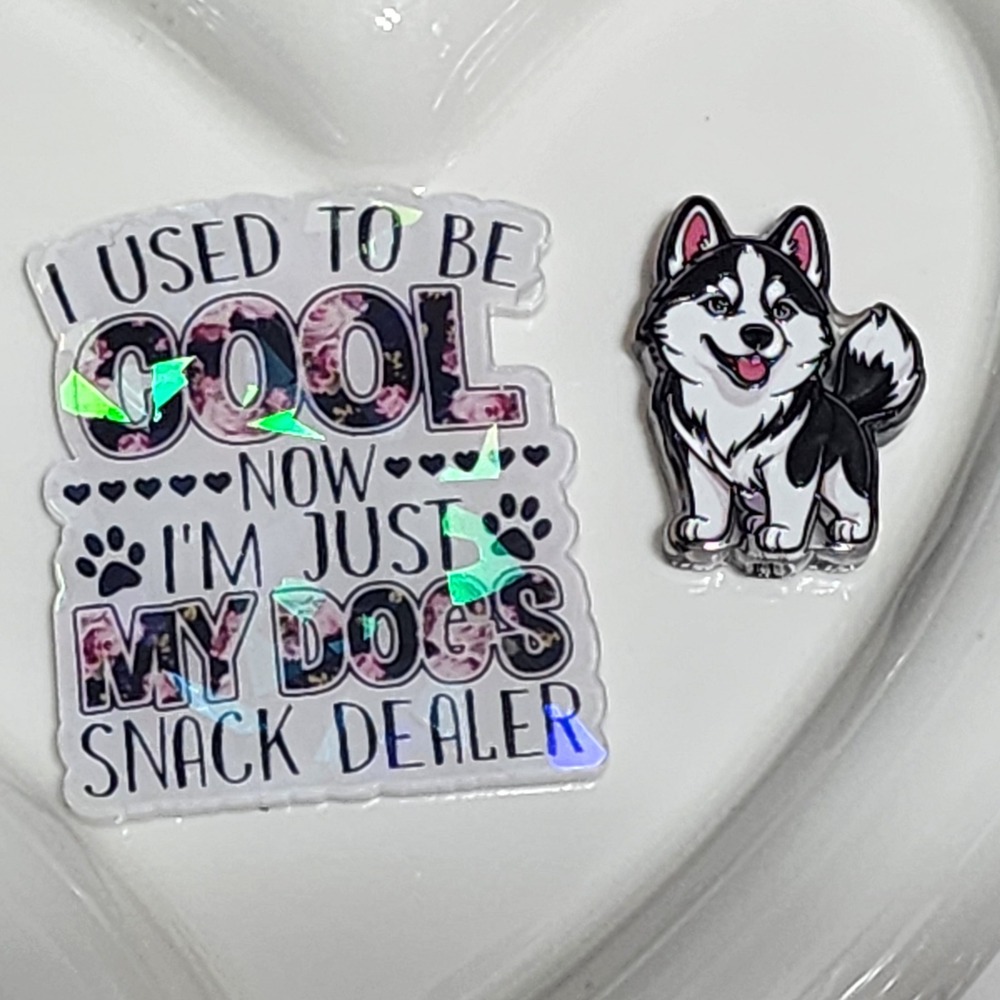 My Dog's Snack Dealer Flatback Focal Bead Keychain Beaded Badge Phone Chain